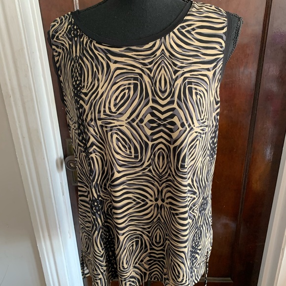 Charming Charlie Zebra Print Sleeveless Top Sz LARGE - Picture 3 of 10